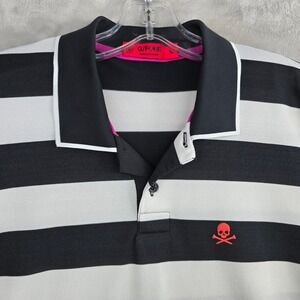 G/FORE Black and White Striped Polo Shirt